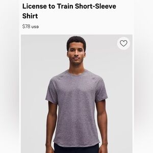 Lululemon License to Train Short Sleeve Shirt